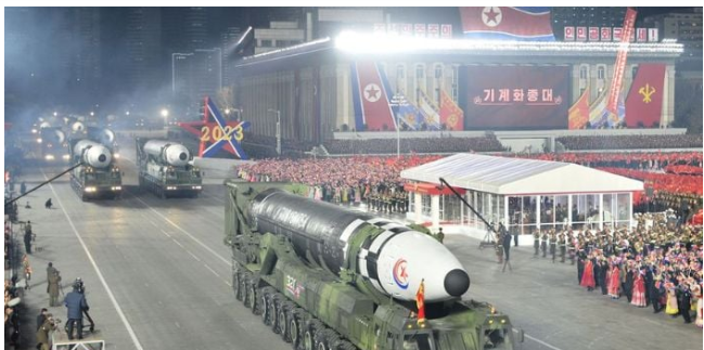 N Korea shows off largest-ever number of nuclear missiles at nighttime parade